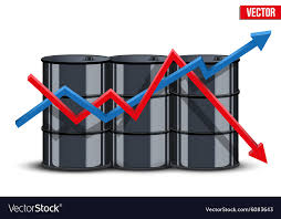 oil barrels on the price chart background