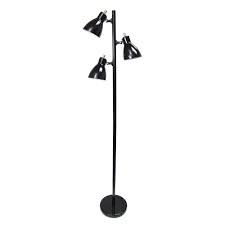 Simple Designs 63 75 In Metal 3 Light Tree Black Floor Lamp Lf2007 Blk The Home Depot