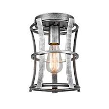 Farmhouse Flush Mount Ceiling Light Antique Silver Lantern Cage Light Ek Chic Home
