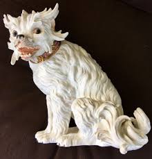 Antique 13 Dresden Porcelain Bolognese Dog Hund Kandler Figure Statue Meissen Dresden Dresden China Dresden Porcelain Dresden