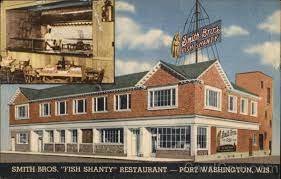 This unique restaurant, located on highway 141,25 miles north of milwaukee and near smith bros, fish docks, reproduces the interior of a great lakes fisherman's shanty. Smith Bros Fish Shanty Restaurant Port Washington Wi Postcard