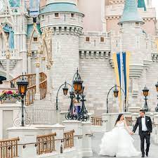 Disney Wedding Portrait Session At Magic Kingdom Disney World Wedding Disney Fairy Tale Weddings Disney Wedding