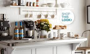 Use a buffet to create a coffee bar with a vintage, homey look. Coffee Bar How To Be Your Own Barista Overstock Com