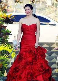 Regine Velasquez The Stunning Bride Wore A Gorgeous Red Gown On Her Wedding Day Strapless Dress Formal Gowns Wedding Dresses
