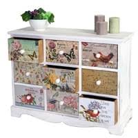 Shabby chic kommode anrichte weiss abnutzspuren geflochtener korb wandverkleidung holzplanezn tischleuchte retro. Kommode Venlo Schubladenschrank Shabby Look Vintage 9 Schubladen 60x79x30cm