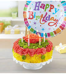 Happy birthday message with flowers and cake. Birthday Wishes Flower Cake Yellow Mt Vernon Ny Florist