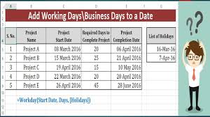 Add Weekdays In A Date Excluding Weekends Workday Function To Add Business Days To A Date