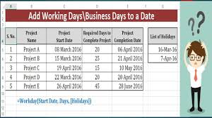 add weekdays in a date excluding weekends workday function to add business days to a date