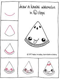 Draw A Kawaii Watermelon Slice Cute Easy Drawings Easy Drawings Cute Kawaii Drawings