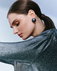 Gaia Crystal Earrings in Black Coral