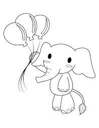 Download Printable Cartoon Elephant With Balloons Coloring Page