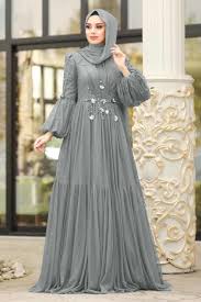 Tesetturlu Abiye Elbise Tesetturlu Abiye Elbise Balon Kollu Gri Tesettur Abiye Elbise 38 Long Dress Fashion Muslimah Fashion Outfits Muslim Fashion Dress