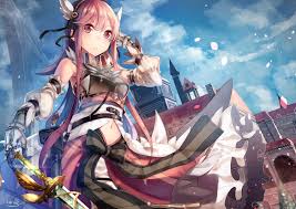Helps us live out that fantasy in a small way. Wallpaper Anime Girl Sword Pink Hair Gloves Fantasy Clothes Resolution 1700x1202 Wallpx