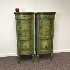 Two additional tall narrow dressers also arrived all ready for some distressing. Pair Of Hand Painted Tall Narrow Green French Style Gessoed Lingerie Chest Ardesh
