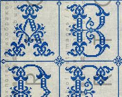 Antique French Cross Stitch Chart Alphabet 1800s Gothic