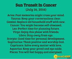 Although emotions can be heavy now, it's time to wear lighter clothing and enjoy the sun. Sun Transit In Cancer July 16 2016