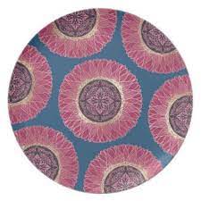 Elegant Boho Pink Gold Blue Lace Flower Mandalas Dinner Plate Pink Boho Lace Drawing Pink And Gold