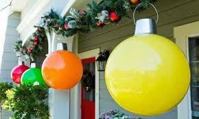 Large Rubber Ball And A Tin Bucket Bam Christmas Ornaments Decorations For Outs Giant Christmas Ornaments Cheap Christmas Diy Outdoor Christmas Decorations