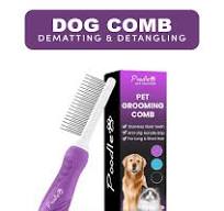 Poodle Pet 2-in-1 Stainless Steel Detangler Comb Cat & Dog Grooming Brush  Groomer, Fleas Tool