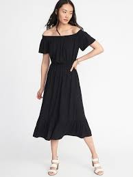 Off The Shoulder Waist Defined Midi Dress For Women Old Navy Fashion Dresses Dress Up