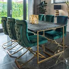 Get 5% in rewards with club o! Celine Green Velvet Gold Dining Chair Pair Modish Living