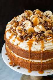Chocolate and banana, is there anything better than this? Banana Cake With Salted Caramel Frosting Cooking Classy