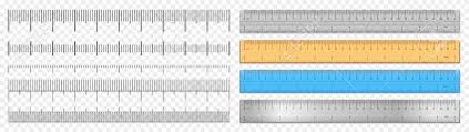 realistic tape rulers and scale measure set isolated on transparent