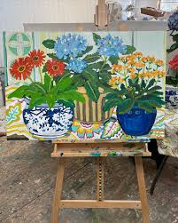 I just added this new 24x36 original canvas to my website. I haven't  painted a larger sized canvas since August!!! I'm so excited to see all  these beautiful flowers! Yay for Spring !!!