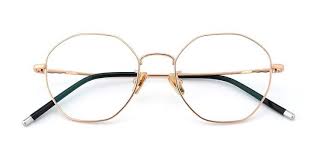 Gold Titanium Geometric Semi Rimless Anti Blue Light Glasses 90011 Eyeglasses Eyeglasses For Women Round Eyeglasses