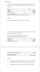 Capital allowance is only applicable to business activity and not for individual. Capital Allowances 1 Mobile One Sdn Bhd A Manufac Chegg Com