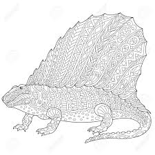 Illustration about dinosaur dimetrodon coloring page cartoon illustrations isolated image animal character. Stylized Dimetrodon Dinosaur Fossil Reptile Of The Permian Period Isolated On White Background Freehand Sketch For Adult Anti Stress Coloring Book Page With Doodle And Zentangle Elements Royalty Free Cliparts Vectors And