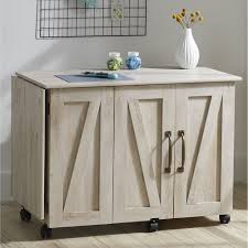 Better Homes Gardens Modern Farmhouse Wood Sewing Table Rustic White Walmart Com In 2020 Sewing Table Rustic White Sewing Craft Table
