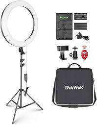 Amazon Com Neewer 20 Inch Led Ring Light Kit For Makeup Youtube Video Blogger Salon Adjustable Color Temperature With Battery Or Dc Power Option Battery Charger Ac Adapter Phone Clamp And Stand