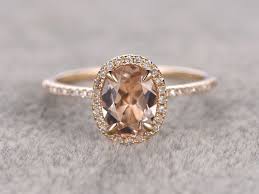 6x8mm Oval Morganite Engagement Ring Diamond Wedding Ring 14k Yellow Gold Halo Yellow Engagement Rings Morganite Engagement Ring Oval Morganite Engagement Ring