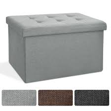 Use this ottoman as a coffee table or as a footrest. Casa Pura Ottoman Storage Bench Luxurious Padded Footstool Bed Bench Coffee Table Stylish Foldable Upholstered Bench In Classic Design Fabric Grey 76x38x38 Cm Buy Online In Antigua And Barbuda