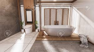 This is one of the contemporary trends of the bathroom. The Bathtub In Japanese Bathroom Has A Side Pool Design Room Stock Photo Picture And Royalty Free Image Image 157786972