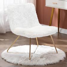 Check spelling or type a new query. Amazon Com Duhome Faux Fur Upholstered Living Room Chair Accent Chair Modern Desk Chair With Gold Legs White Home Kitchen