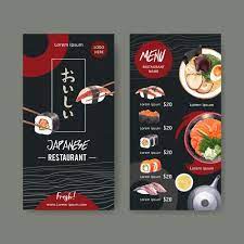Download Sushi Menu Collection For Restaurant Template With Food Watercolor Illustrations For Free Sushi Menu Food Menu Design Japanese Food Menu