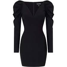Miss Selfridge Black Puff Sleeve Bodycon Dress 34 Liked On Polyvore Featuring Dre Bodycon Cocktail Dress Bodycon Dress With Sleeves Miss Selfridge Dresses