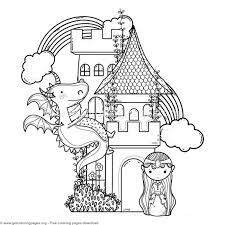 For kids adults you can print princess or color online. Magic World Castle Princess And Dragon Coloring Pages Free Instant Download Coloring Coloringb Dragon Coloring Page Fairy Coloring Pages Castle Coloring Page