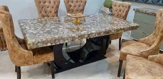 Marble tabletop nothing exudes sophistication more than marble! Standard Height Golden Agates Marble Dining Size Dimension 6x3 Base Marble And Chairs Rs 126000 Set Id 21426916433