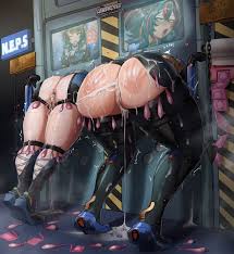 lewdrover, qingyi (zenless zone zero), zhu yuan, zenless zone zero,  absurdres, highres, after anal, after vaginal, aftersex, android, ass, ass  focus, black hair, cum, cum in ass, cum in pussy, cumdrip, english