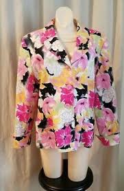 Laura Scott Jacket Women S Size 18 Floral Pink Gold Black Fuschia Green Pink Jackets For Women Blazer Jackets For Women Fuschia