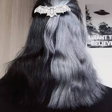 Split Hair Dye Black And Dark Blue Beserk On Instagram X0 Nenya 0x Created A Stunning Grey And Black Split Using Lunar Tides Hair Dye In 2020 Black Hair Dye Hair Color For Black Hair Split Hair