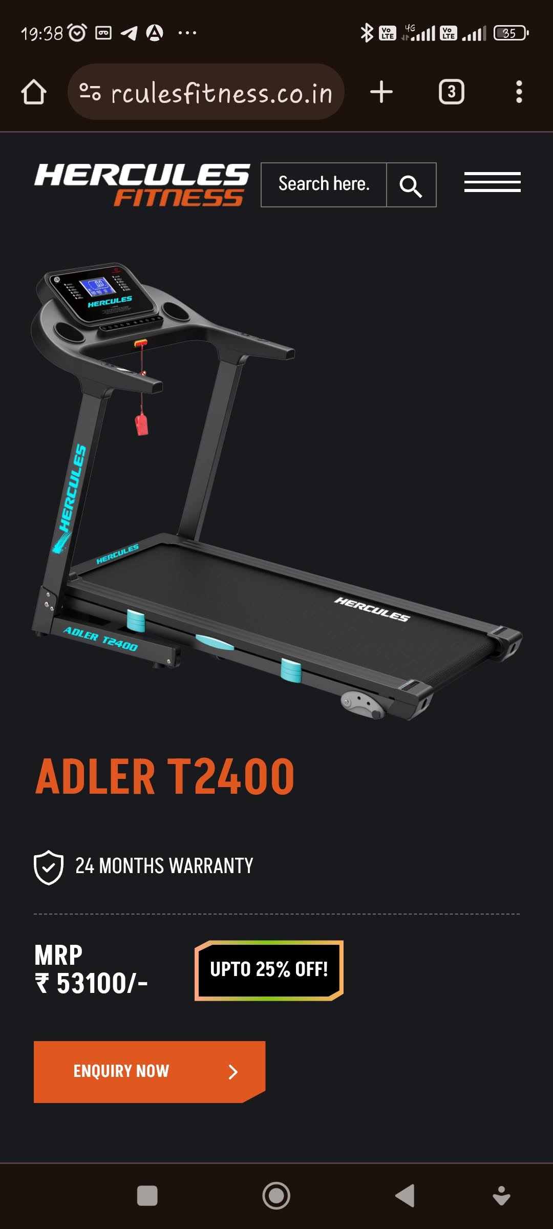 Hercules fitness T2400 Domestic treadmill product image