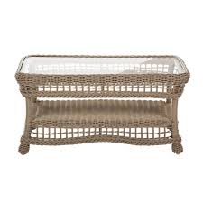 East at main hayward rectangular rattan coffee table. W Unlimited Saturn Rectangular Wicker Outdoor Coffee Table With Glass Top Sw1308 Ct The Home Depot