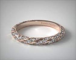 14k Rose Gold Twisted Pave Wedding Ring Pink Diamond Engagement Ring Pave Wedding Rings Gold Ring Designs