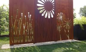 Perforated Corten Panel Fence Google Search Sichtschutz Garten Garten Kleiner Hinterhof Design