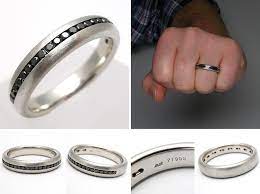 Mens Black Diamond Brushed Platinum Wedding Band Ring Eragem Mens Wedding Rings Black Engagement Ring Platinum Diamond Engagement Rings