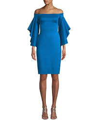 Black Halo Malibu Off The Shoulder Ruffled Sleeves Cocktail Dress Black Cocktail Dress Black Halo Dresses